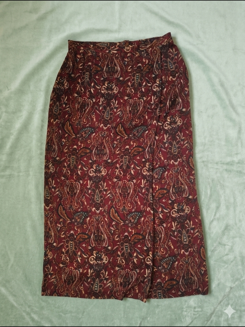 Vintage Nycc Women’s Burgundy Paisley Maxi Skirt Size 14